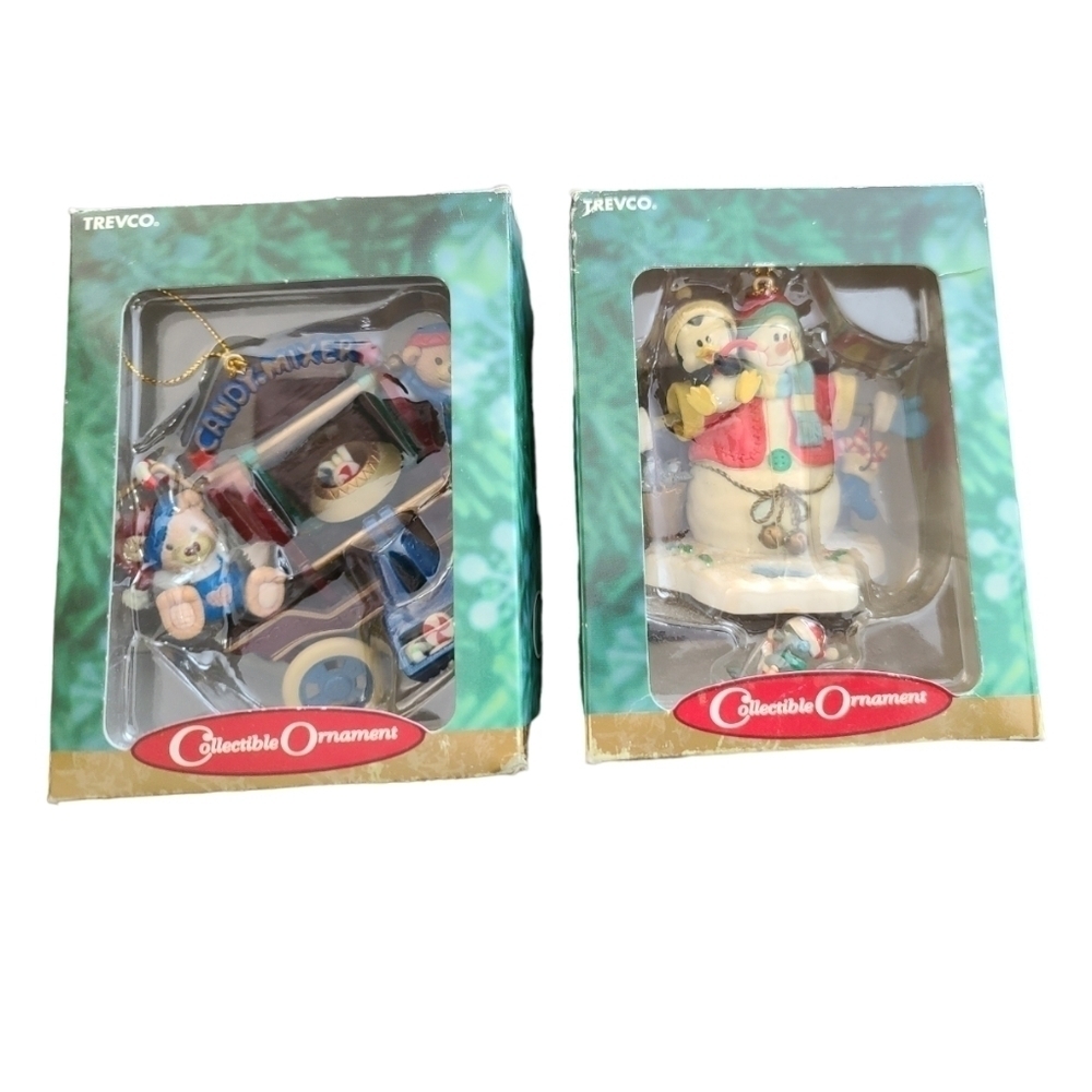 Vintage Trevco Christmas ornaments in original boxes